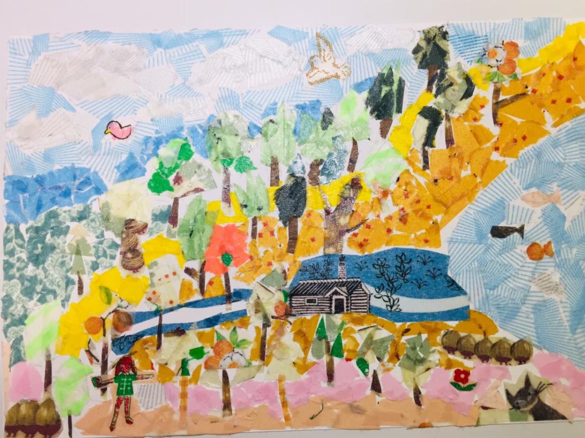 マスキングテープを使用したコラージュ作品